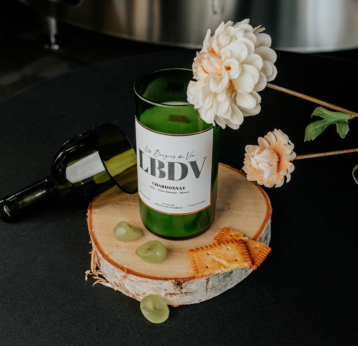 Bougie Chardonnay LBDV – Format verre classique fond noir